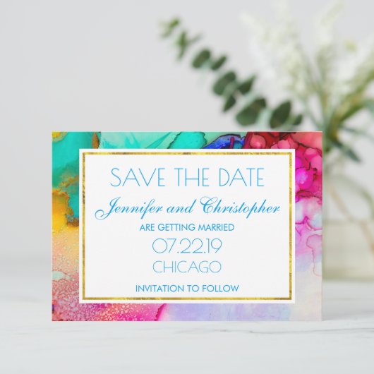 Modernes Abstraktes Marmordesign Save The Date (Stehend Vorderseite)