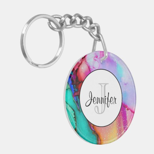 Modernes Abstraktes Marmordesign Schlüsselanhänger (Vorderseite links)