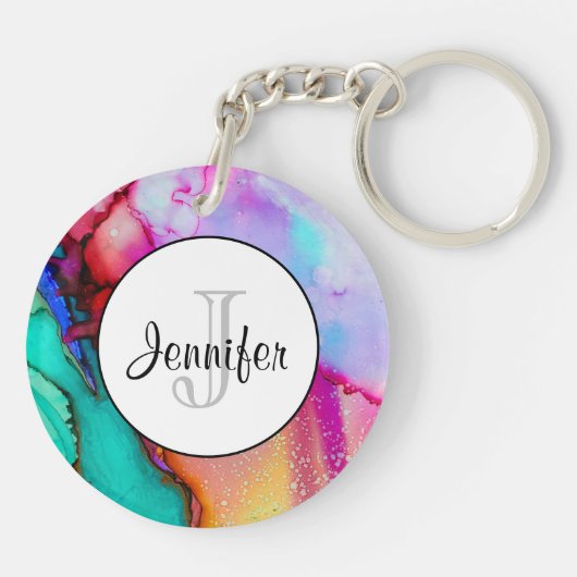 Modernes Abstraktes Marmordesign Schlüsselanhänger (Rückseite)