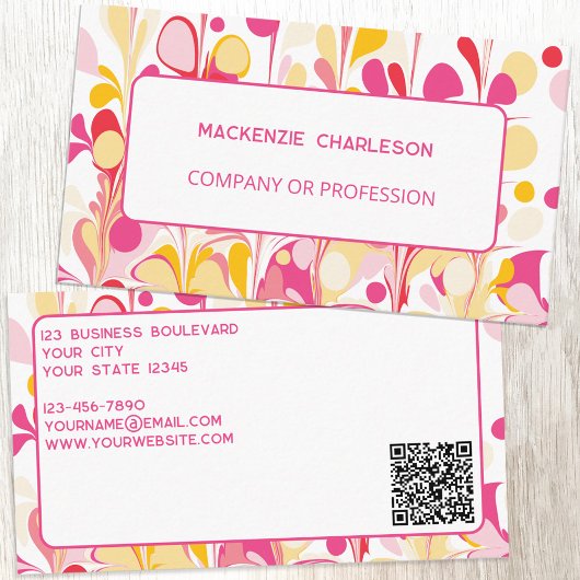Modernes, Abstraktes Marmormuster QR-Code Visitenkarte