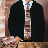 Modernes Abstraktes Marmorrosa Beige Braun Monogra Krawatte