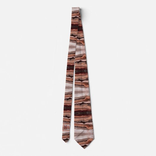 Modernes Abstraktes Marmorrosa Beige Braun Monogra Krawatte (Rückseite)