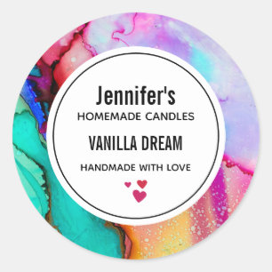 Modernes Abstraktes Marmorwasser Runder Aufkleber