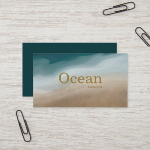 Modernes Abstraktes Minimal Blau und Beige Visitenkarte