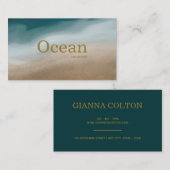 Modernes Abstraktes Minimal Blau und Beige Visitenkarte (Vorne/Hinten)