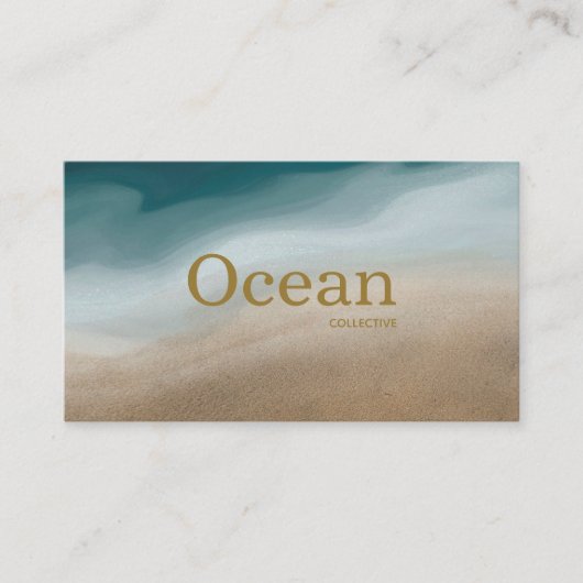 Modernes Abstraktes Minimal Blau und Beige Visitenkarte (Vorderseite)