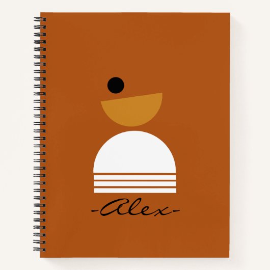 Modernes, abstraktes, Mit Monogramm-braunes Weiß Notizblock (Vorderseite)