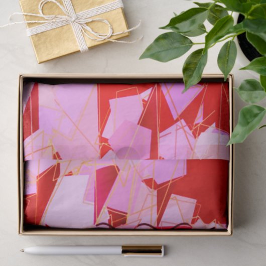 Modernes Abstraktes Mittelalter, dunkelrot und ros Seidenpapier (Geschenk)