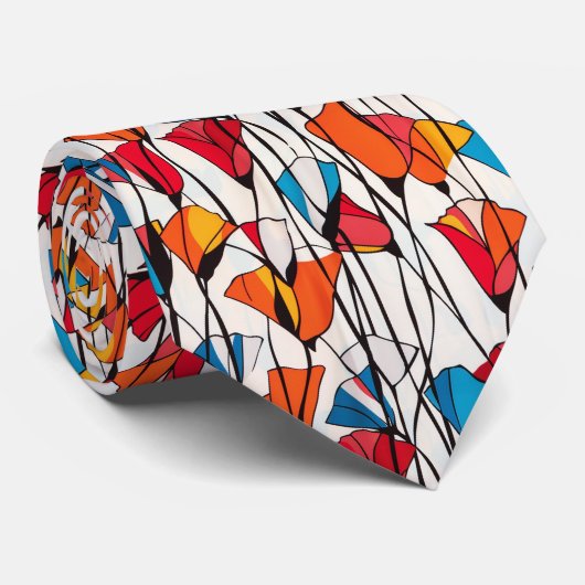 Modernes Abstraktes Mohnmuster Krawatte (Gerollt)