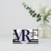 Modernes Abstraktes Monochrome Schwarz-weiß Grid Visitenkarte (Stehend Vorderseite)