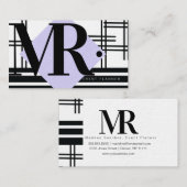 Modernes Abstraktes Monochrome Schwarz-weiß Grid Visitenkarte (Vorne/Hinten)