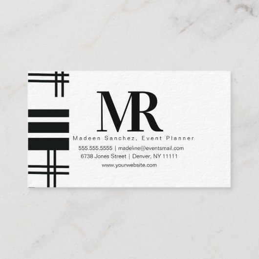 Modernes Abstraktes Monochrome Schwarz-weiß Grid Visitenkarte (Rückseite)