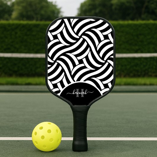 Modernes abstraktes Monogramm 2-Farben-Muster Pickleball Schläger
