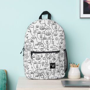 Modernes, Abstraktes Monogramm der Schwarz-weißen  Bedruckter Rucksack