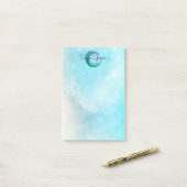 Modernes abstraktes | Monogramm-Girly aquamarines Post-it Klebezettel (Auf Schreibtisch)