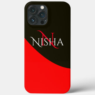 Modernes Abstraktes Monogramm in Rot und Schwarz Case-Mate iPhone Hülle