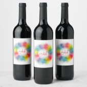 Modernes, Abstraktes Monogramm mit Regenbogen Weinetikett (Flaschen)