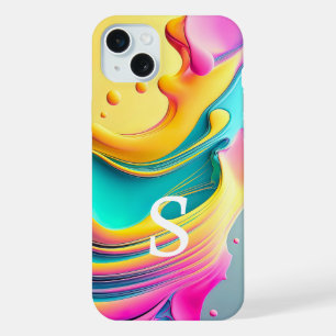 Modernes Abstraktes Monogramm-Muster iPhone 15 Plus Hülle