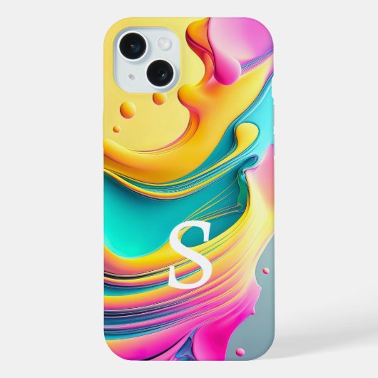 Modernes Abstraktes Monogramm-Muster iPhone Hülle (Rückseite)