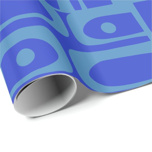 Modernes Abstraktes Muster aus blauem Piquet im Mi Geschenkpapier (Rolleneckpunkt)