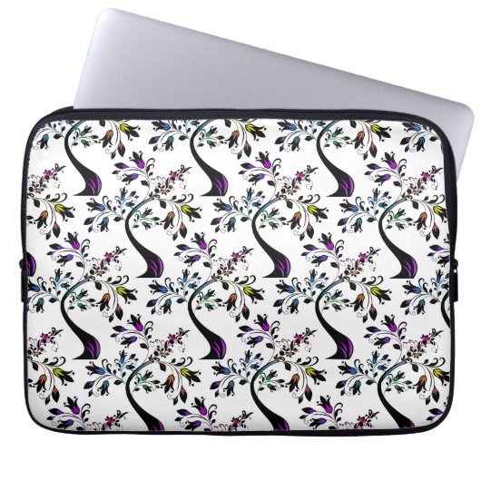 Modernes Abstraktes Muster aus Regenbogen-Blütenba Laptopschutzhülle (Vorderseite)