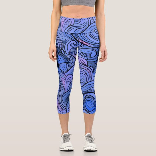 Modernes Abstraktes Muster Capri Leggings (Vorderseite)