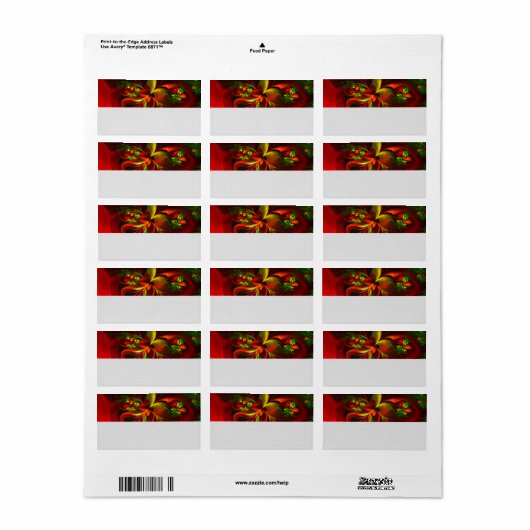 Modernes Abstraktes Muster des Roten Grünen Blumen Adressaufkleber (Vorne)
