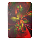 Modernes Abstraktes Muster des Roten Grünen Blumen Badematte (Vorderseite Vertikal)