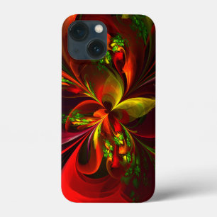 Modernes Abstraktes Muster des Roten Grünen Blumen Case-Mate iPhone Hülle