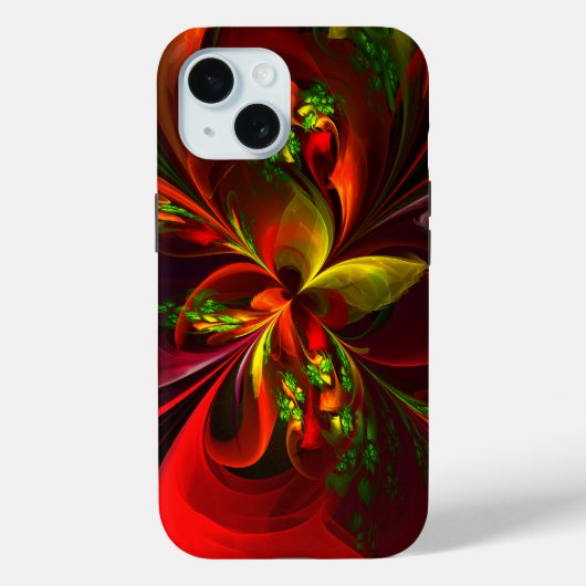 Modernes Abstraktes Muster des Roten Grünen Blumen Case-Mate iPhone Hülle (Rückseite)