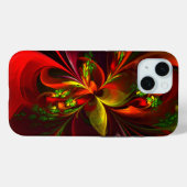 Modernes Abstraktes Muster des Roten Grünen Blumen Case-Mate iPhone Hülle (Rückseite (Horizontal))