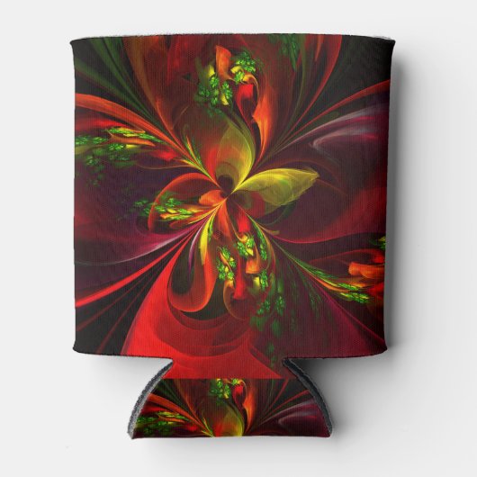 Modernes Abstraktes Muster des Roten Grünen Blumen Dosenkühler (Vorderseite)