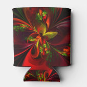 Modernes Abstraktes Muster des Roten Grünen Blumen Dosenkühler (Rückseite)