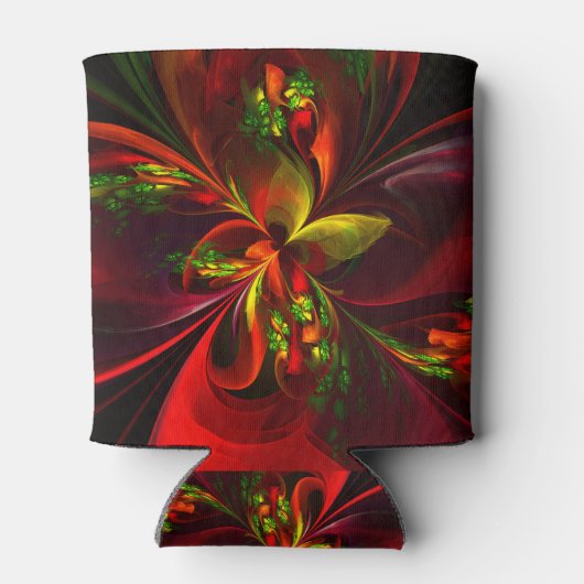 Modernes Abstraktes Muster des Roten Grünen Blumen Dosenkühler (Rückseite)