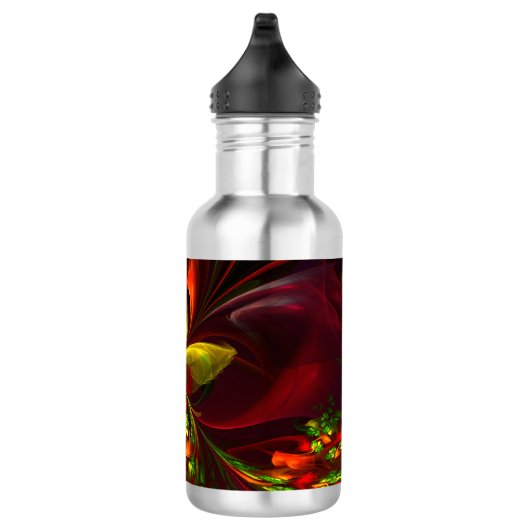 Modernes Abstraktes Muster des Roten Grünen Blumen Edelstahlflasche (Rechts)