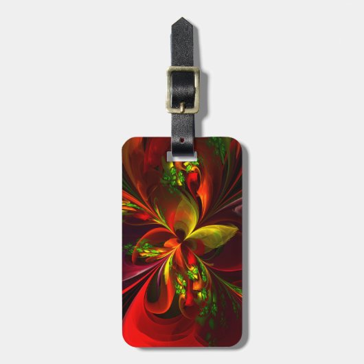 Modernes Abstraktes Muster des Roten Grünen Blumen Gepäckanhänger (Vorderseite vertikal)