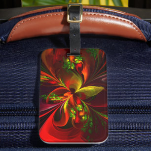 Modernes Abstraktes Muster des Roten Grünen Blumen Gepäckanhänger