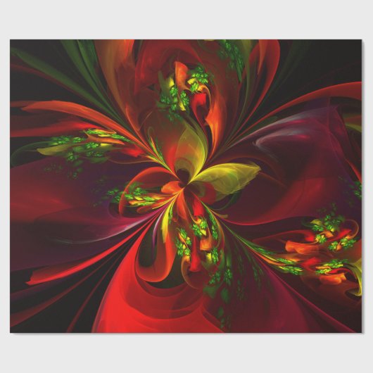 Modernes Abstraktes Muster des Roten Grünen Blumen Geschenkpapier (Flach)