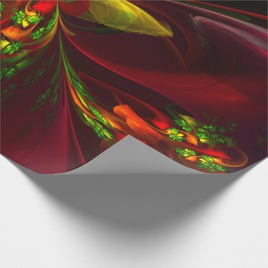 Modernes Abstraktes Muster des Roten Grünen Blumen Geschenkpapier (Ecke)