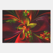 Modernes Abstraktes Muster des Roten Grünen Blumen Geschenkpapier Set (Vorderseite)