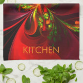 Modernes Abstraktes Muster des Roten Grünen Blumen Geschirrtuch (Gefaltet)