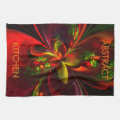 Modernes Abstraktes Muster des Roten Grünen Blumen Geschirrtuch (Horizontal)