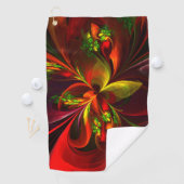 Modernes Abstraktes Muster des Roten Grünen Blumen Golfhandtuch (Insitu)