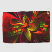 Modernes Abstraktes Muster des Roten Grünen Blumen Golfhandtuch (Horizontal)