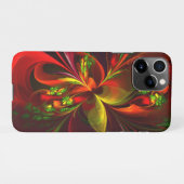 Modernes Abstraktes Muster des Roten Grünen Blumen iPhone Hülle (Rückseite (Horizontal))