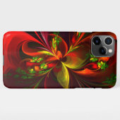 Modernes Abstraktes Muster des Roten Grünen Blumen iPhone Hülle (Rückseite (Horizontal))