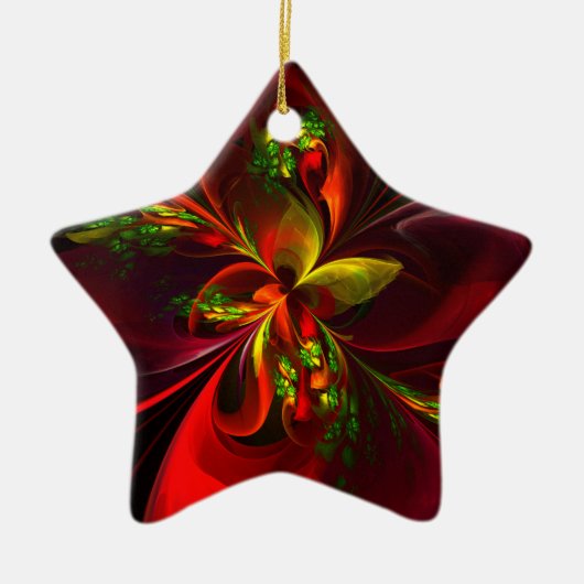 Modernes Abstraktes Muster des Roten Grünen Blumen Keramik Ornament (Vorne)