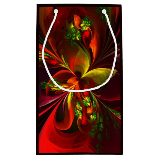 Modernes Abstraktes Muster des Roten Grünen Blumen Kleine Geschenktüte (Rückseite)