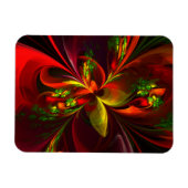 Modernes Abstraktes Muster des Roten Grünen Blumen Magnet (Horizontal)
