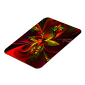 Modernes Abstraktes Muster des Roten Grünen Blumen Magnet (Linke Seite)